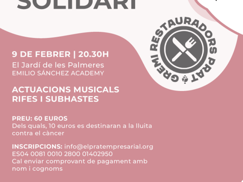 Sopar Solidari del Gremi de Restauració del Prat en suport a la Fundació Josep Carreras i l'Institut Català d'Oncologia 